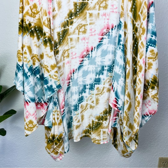 -`♡´- Free! Style Rack Tie Dye Multicolor Aztec Kimono Size S - Picture 6 of 10